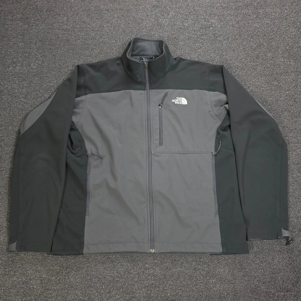 The North Face Softshell Jacket Mens Large Gray Apex Bionic Windproof Full Zip